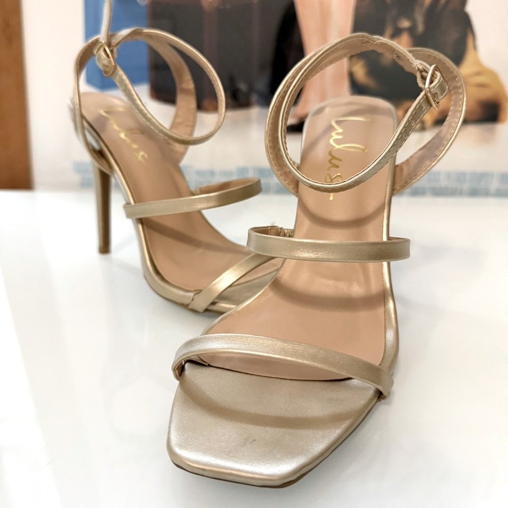 Lulus Gold Strappy Heels